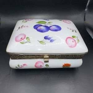 Vintage Original LJ Japan porcelain hand Painted Hinged Trinket Box